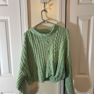 Free People Cable Knit Cropper Sweater
